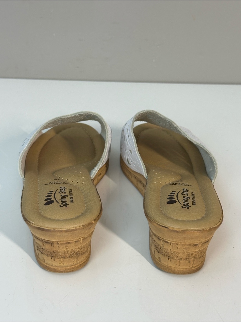 Spring Step Estella White Leather Wedge Slide Sandals Size 35(5) - Picture 7 of 13